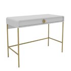 Escrivaninha Mesa Escritório 2 Gavetas Luna Branco/ Dourado