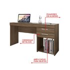 Escrivaninha Mesa Escritório 2 Gavetas Office Nogal Trend