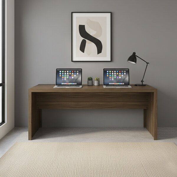 Escrivaninha Mesa Escritório 2 Lugares 180cm Me4185 Nogal