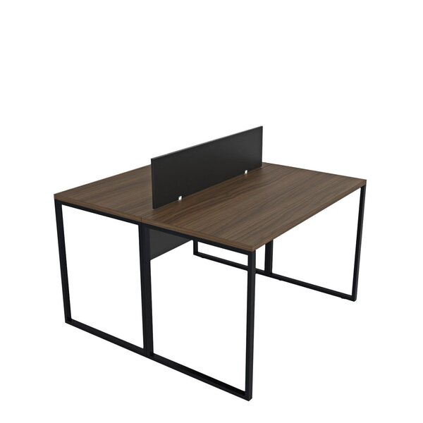 Escrivaninha Mesa Escritório 2 Lugares Industrial Nogal / Pre