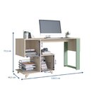 Escrivaninha Mesa Escritório 2 Nichos 134cm Nature E Verde Na