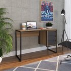 Escrivaninha Mesa Escritório 3 Gavetas 120cm Grafite E Mel Gr