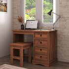 Escrivaninha Mesa Escritório 4 Gavetas Com Banqueta Madeira M