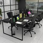 Escrivaninha Mesa Escritório 4 Lugares 240cm Industrial Preto