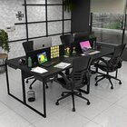 Escrivaninha Mesa Escritório 4 Lugares Industrial Preto