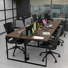 Escrivaninha Mesa Escritório 6 Lugares Industrial Nogal / Pre