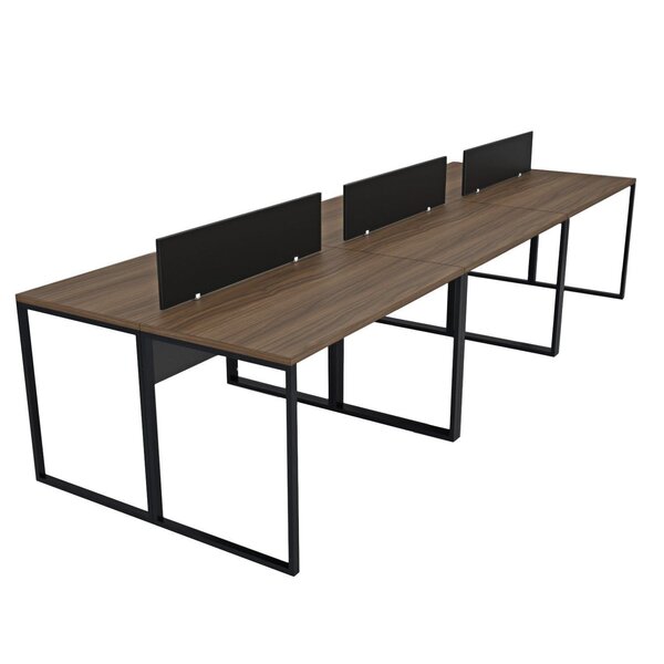 Escrivaninha Mesa Escritório 6 Lugares Industrial Nogal / Pre