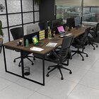 Escrivaninha Mesa Escritório 6 Lugares Nogal / Preto