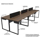 Escrivaninha Mesa Escritório 6 Lugares Nogal / Preto