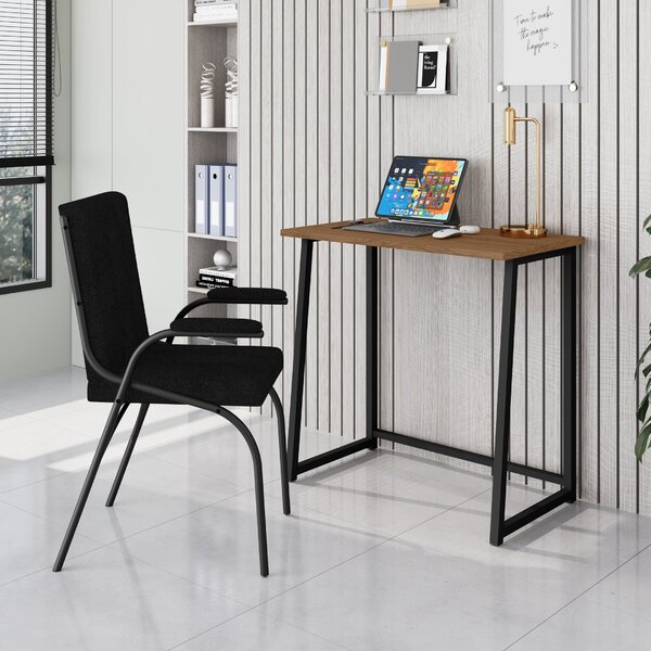 Escrivaninha Mesa Escritório 80cm Industrial Dobrável Fit Yes