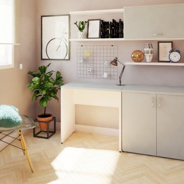 Escrivaninha Mesa Escritório 80cmx47cm 25mm Branca/cinza Cris