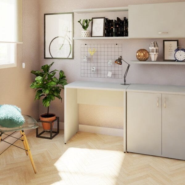 Escrivaninha Mesa Escritório 80cmx47cm 25mm Cinza Cristal