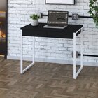 Escrivaninha Mesa Escritório 90cm 2 Gavetas Kuadra Preto Ônix