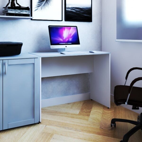 Escrivaninha Mesa Escritório 90cmx47cm 90cm Branca E Cinza Cr