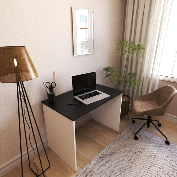 Escrivaninha Mesa Escritório 90cmx60cm 90cm Branca E Preto Br