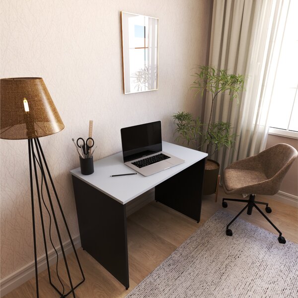 Escrivaninha Mesa Escritório 90cmx60cm 90cm Preto E Cinza Cri