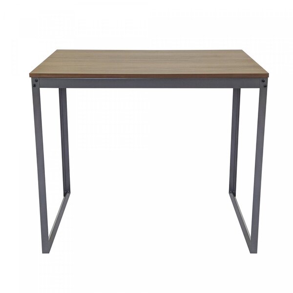 Escrivaninha Mesa Escritório 90x45 90cm Cinza Grafite E Nogal