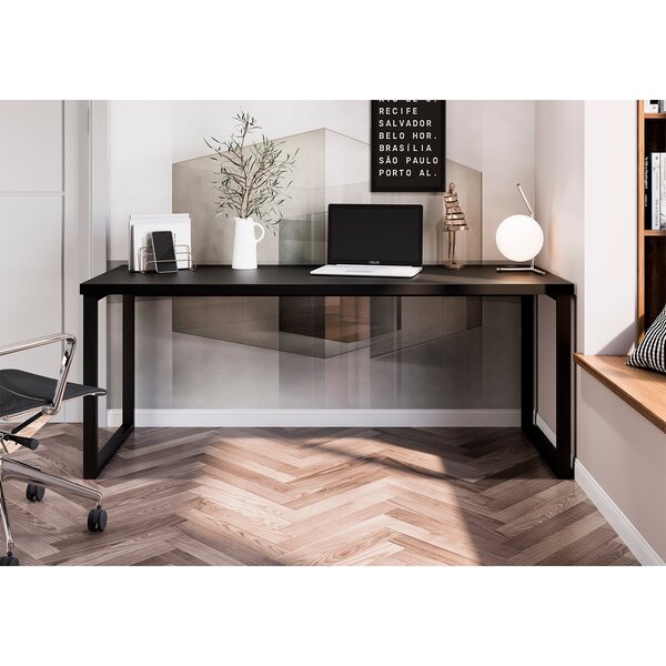 Escrivaninha Mesa Escritório Aço Davi 183 Cm Preto
