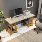 Escrivaninha Mesa Escritório Cavalete 4 Prateleiras 135cm Haw