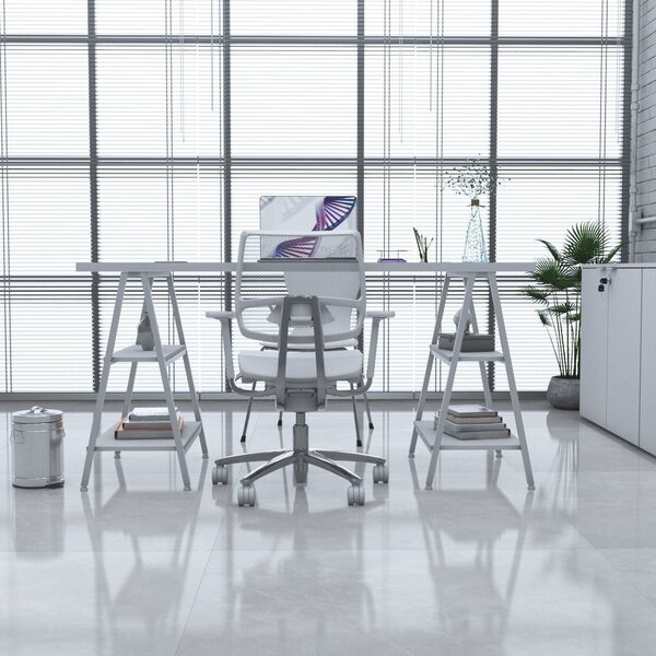 Escrivaninha Mesa Escritório Cavalete Estilo Kuadra 4 Pratele