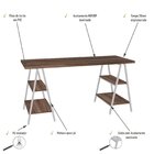 Escrivaninha Mesa Escritório Cavalete Estilo Kuadra 4 Pratele