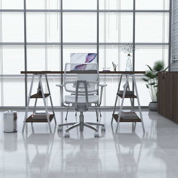 Escrivaninha Mesa Escritório Cavalete Estilo Kuadra 4 Pratele