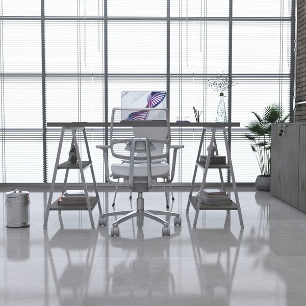 Escrivaninha Mesa Escritório Cavalete Estilo Kuadra 4 Pratele