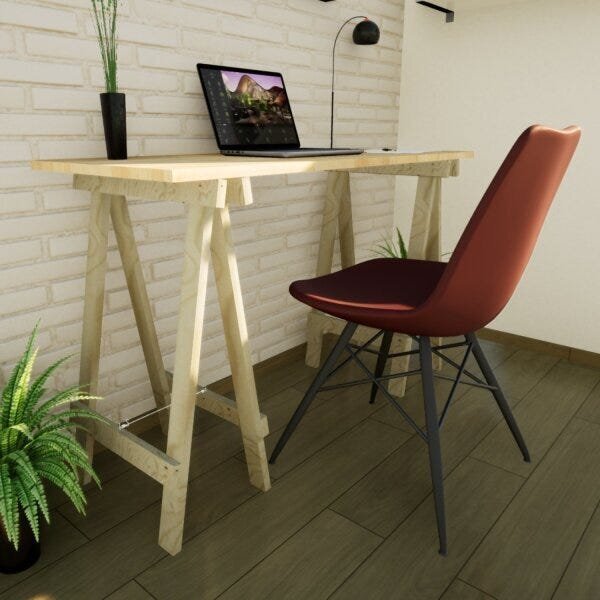 Escrivaninha Mesa Escritório Cavalete Madeira Macica Ms Color