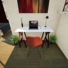 Escrivaninha Mesa Escritório Cavalete Pes Em Madeira Macica P