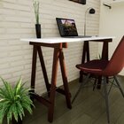 Escrivaninha Mesa Escritório Cavalete Pes Em Madeira Macica P