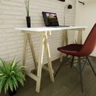 Escrivaninha Mesa Escritório Cavalete Pes Em Madeira Macica P