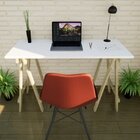 Escrivaninha Mesa Escritório Cavalete Pes Em Madeira Macica P