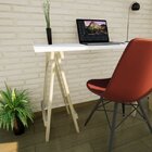 Escrivaninha Mesa Escritório Cavalete Pes Em Madeira Macica P