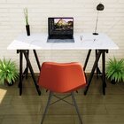 Escrivaninha Mesa Escritório Cavalete Pes Em Madeira Macica P