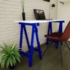 Escrivaninha Mesa Escritório Cavalete Pes Em Pratica 120cm Az