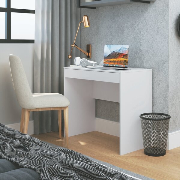 Escrivaninha Mesa Escritório Com 1 Gaveta 85cm Bari Branco
