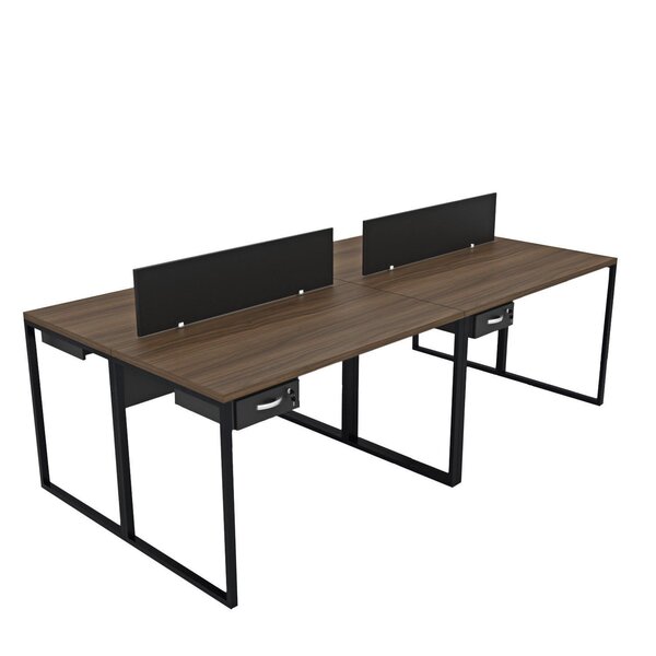 Escrivaninha Mesa Escritório Com 2 Gavetas 4 Lugares 240cm In