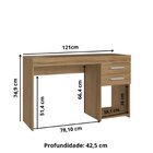 Escrivaninha Mesa Escritório Com 2 Gavetas Naturalle