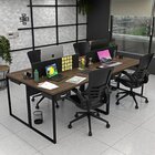 Escrivaninha Mesa Escritório Com 4 Lugares Nogal / Preto