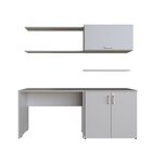 Escrivaninha Mesa Escritório Com Armários 180cm E Prateleira