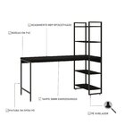 Escrivaninha Mesa Escritório Com Estante 4 Prateleiras Estilo