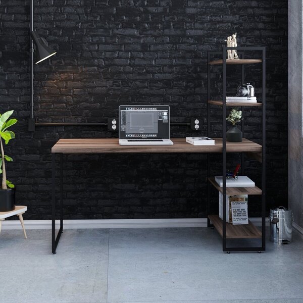 Escrivaninha Mesa Escritório Com Estante Alta Estilo Com Dyna