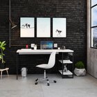 Escrivaninha Mesa Escritório Com Estante Baixa 2 Prateleiras