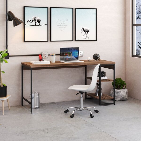 Escrivaninha Mesa Escritório Com Estante Baixa Estilo Active