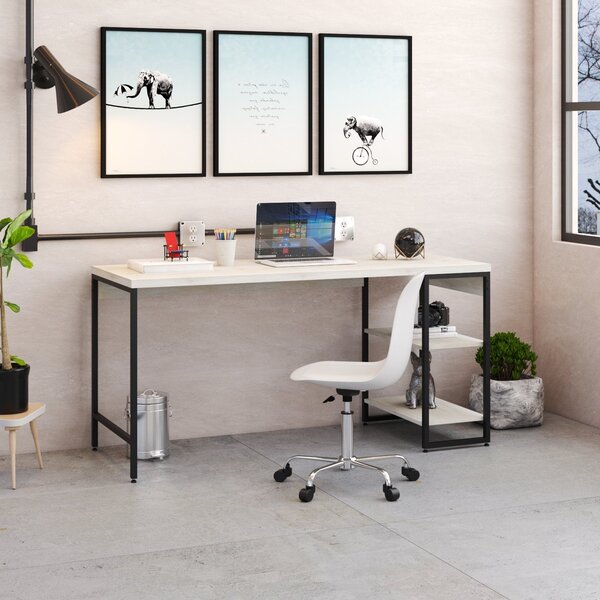 Escrivaninha Mesa Escritório Com Estante Baixa Estilo Active