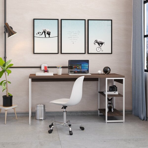 Escrivaninha Mesa Escritório Com Estante Baixa Estilo Active