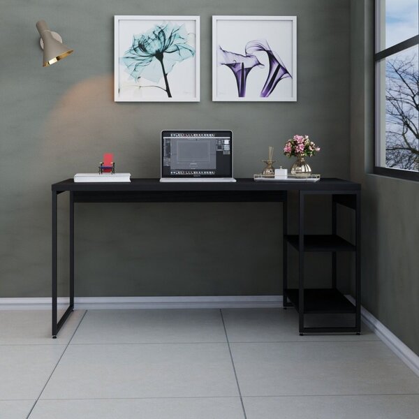 Escrivaninha Mesa Escritório Com Estante Baixa Estilo Com Dyn