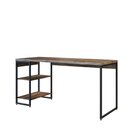 Escrivaninha Mesa Escritório Com Estante Baixa Estilo Industr