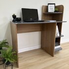 Escrivaninha Mesa Escritório Com Estante Bordas Arredondadas