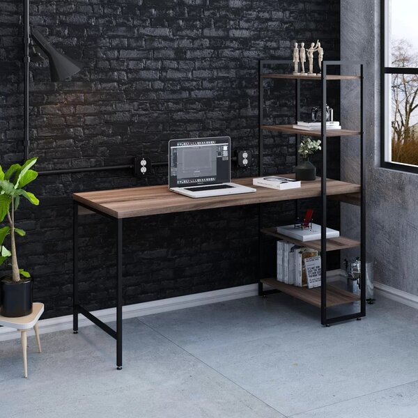 Escrivaninha Mesa Escritório Com Estante Estilo Active 4 Prat